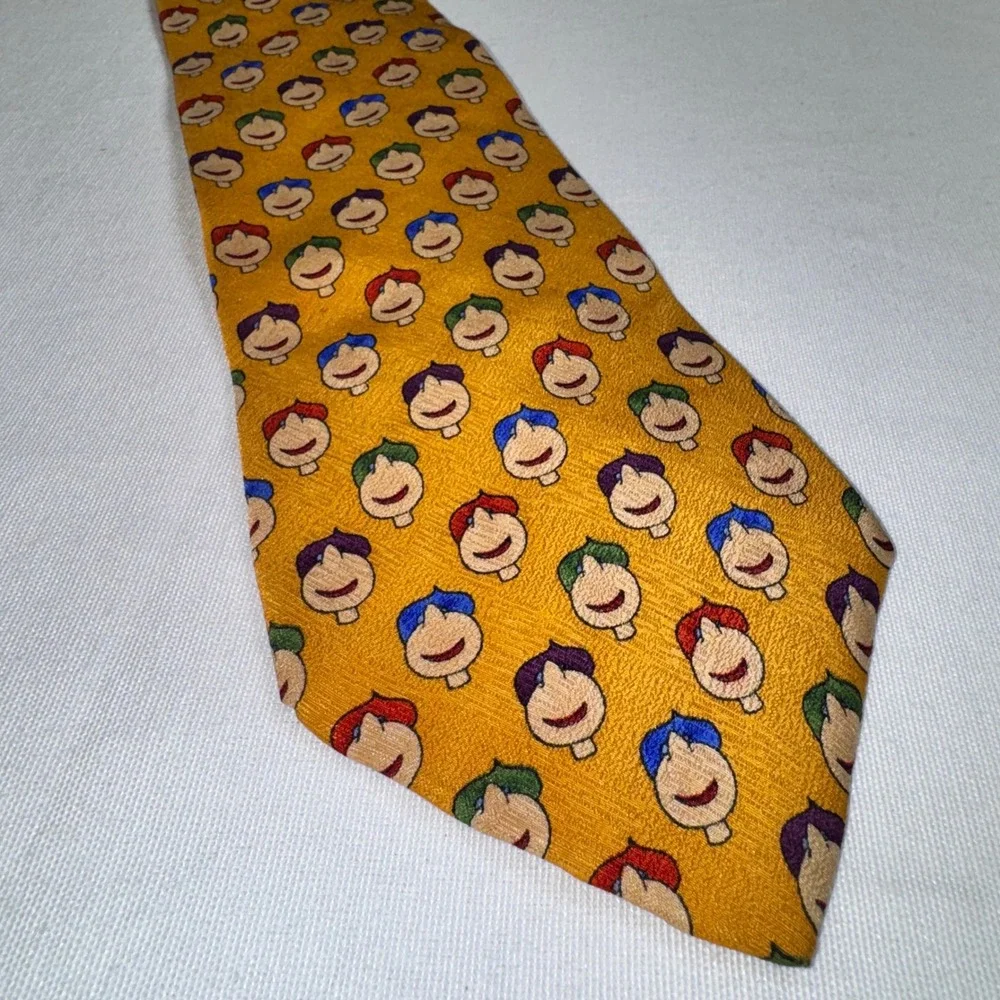 Save the‎ Children Matt LeBlanc Yellow Silk Face Novelty Print Mens Tie USA Made